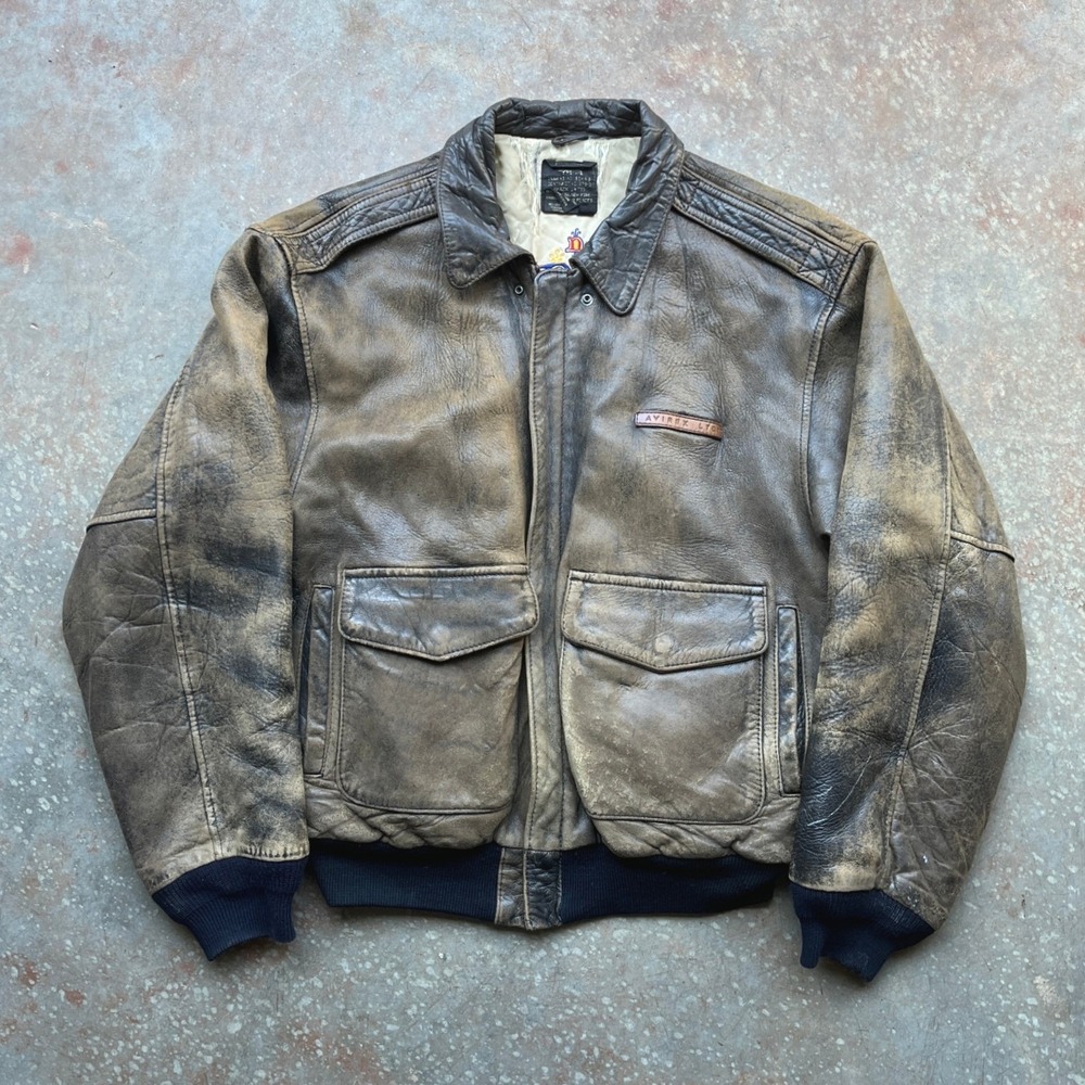 Avirex LTD Type A-2 Leather Flight Jacket Charles Lindbergh Vintage 1987 Brown